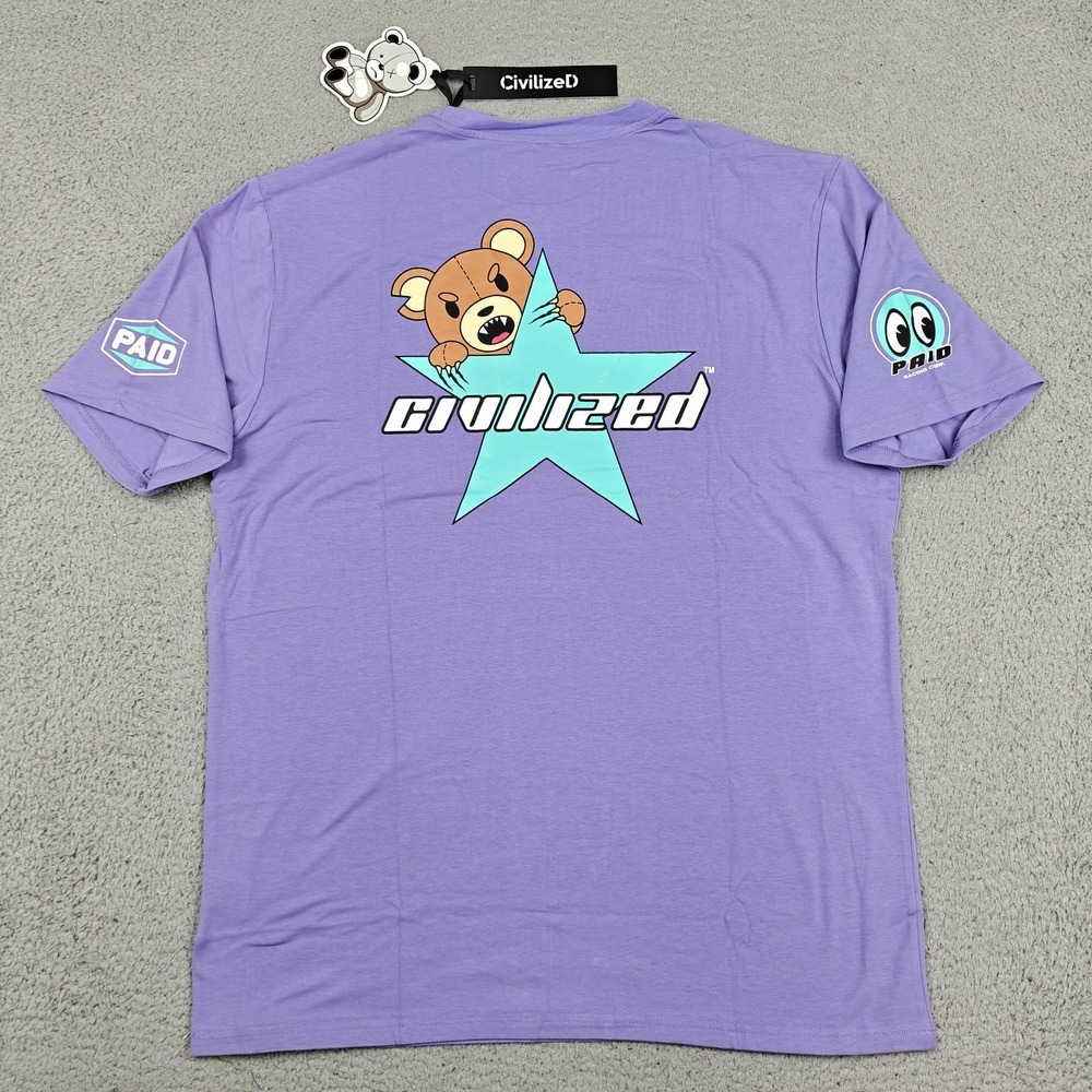 CivilizeD Shirt Mens 2XL Purple Bear Star Logo Graphic Tee Streetwear New‎